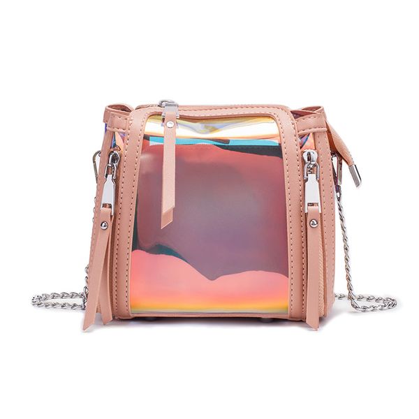 

women small square crossbody shoulder bag pvc laser holographic shoulder bags female transparent handbag 2pcs/set bolso mujer