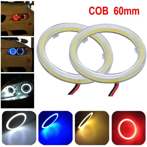 

franchise car light 2pcs white 60mm cob led angel eyes headlight halo ring warning lamps with cover car light panel lamp