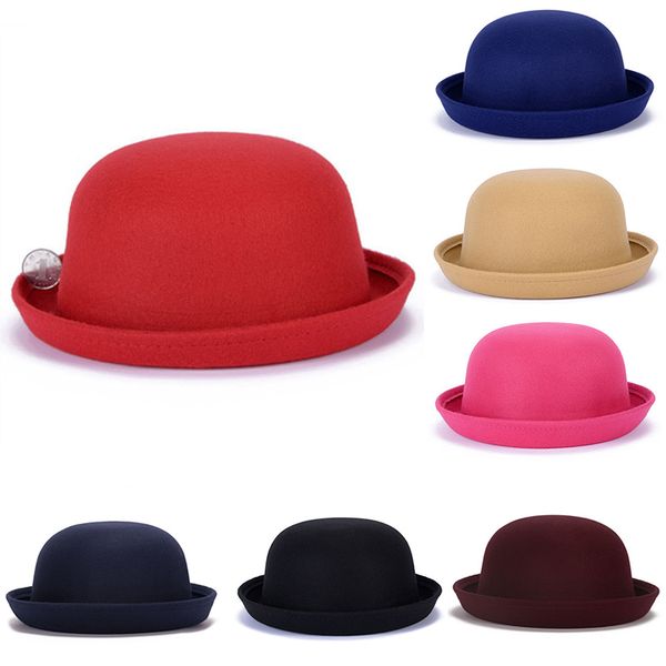 

cap cute imitation cap children fedora autumn classical women hat hats wool 2019 femme black spring solid girl bowler hat female rnvhw, White;black