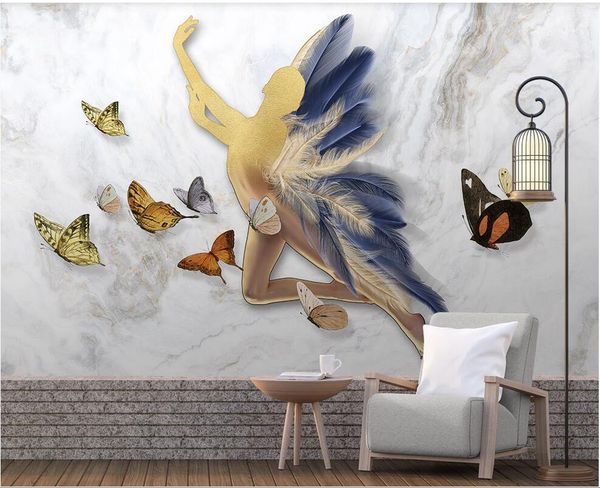 

custom p 3d wallpaper 3d space modern fashion hd hand drawn angel beauty butterfly jazz background wallpaper for walls 3 d