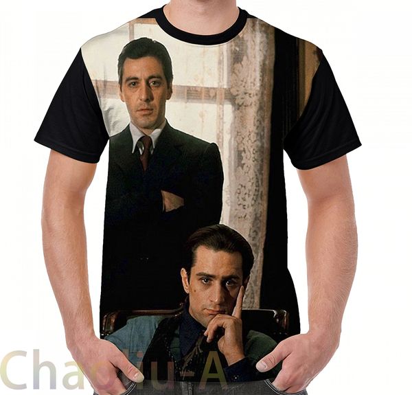 

the godfather - al pacino robert de niro t-shirt men funny printed t shirt women tees short sleeve casual tshirts, White;black
