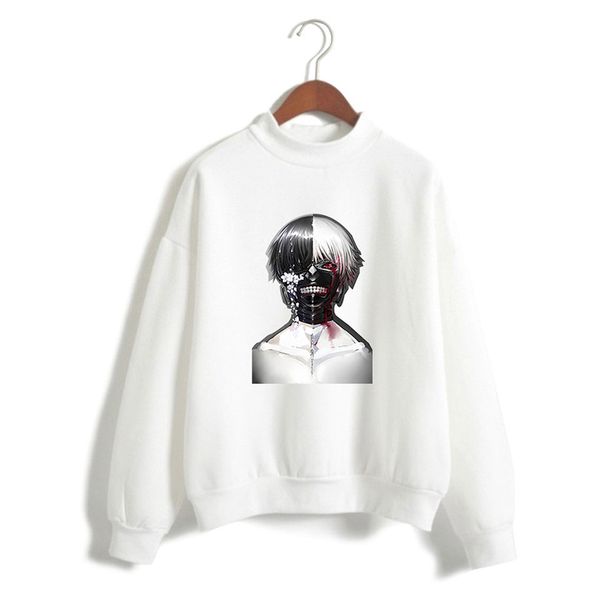 

anime tokyo ghoul high collar hoodies fashion men women casual capless sweatshirts long sleeve sport hoodie pullover, Black
