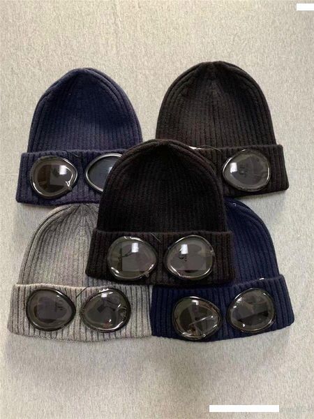 

2019 new 3color cp company beanies two glasses men autumn winter thick knitted skull caps outdoor sports hats women beanies black grey, Blue;gray