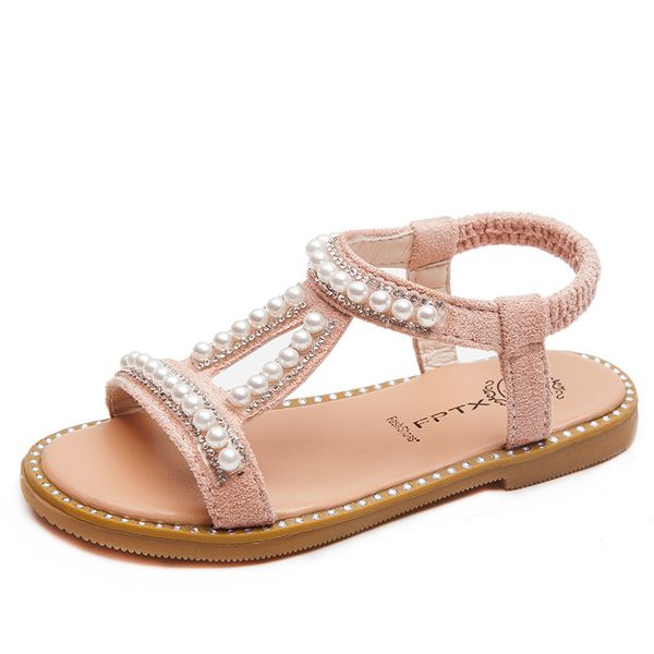

kid девушка сандалии новые 2020 девочки летняя обувь детский пляж pearl rhinestone моды маленькая принцесса сандалии 1 2 3  5 6 years, Black;red