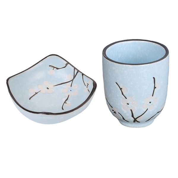 

plum blossom pattern wasabi dipping plate coffee & tea cup set microwave safe