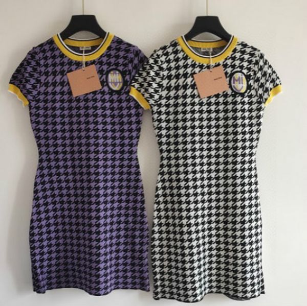 

designer womens dress ladys brand plaid skirts women casual summer dresses fashion luxury style 2020 new trend 2 colors socialite style, Black;gray