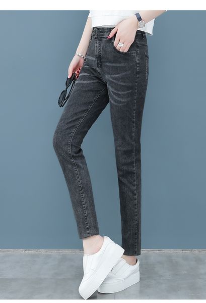 

black elastic thin light blue foot trousers pencil pants