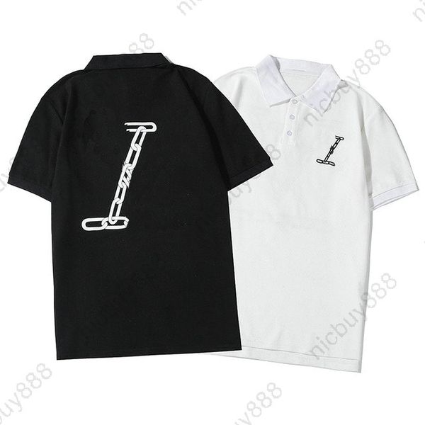 

designer spring summer luxury clothing men polo classic color letter lapel neck chain print t-shirt casual cotton tee t shirt tshirt, White;black