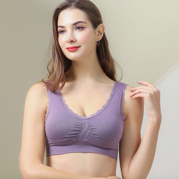 

2020 new women lady chic casual solid lace fitness bra padded bra crop tank active stretch vest, Red;black