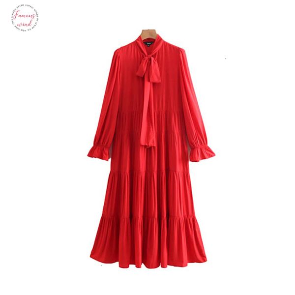 

women bow tie cap sleeve collar red midi dress long sleeve side zipper ruffles female casual dresses stylish mid calf vestidos qb174, Black;gray