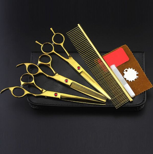 

4 наборы профессиональный Золотой питомец 7 дюймов ножницы для стрижки волос ножницы собака холить клипер парикмахерских истончение парикмахерские ножницы