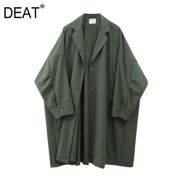 

deat] women solid color leisure oversized trench new lapel long sleeve loose fit windbreaker fashion tide spring 2020 13s155, Tan;black