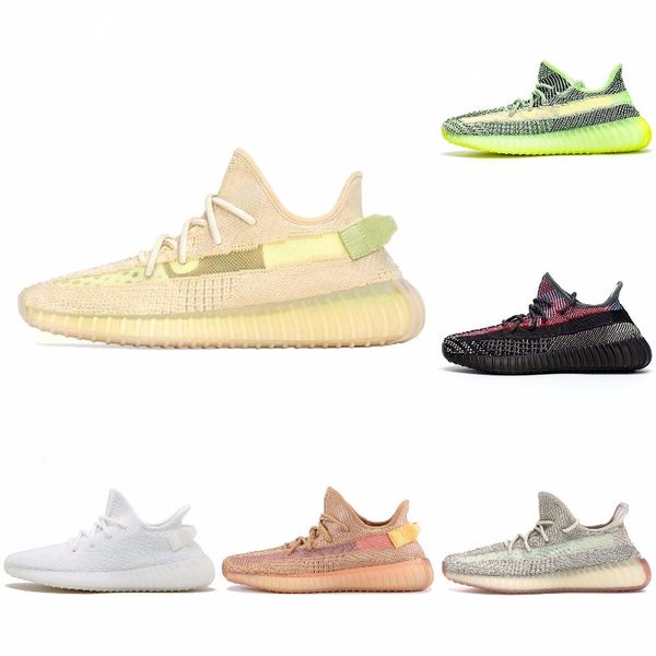 

linen kanye west marsh desert sage v2 running shoes 3m static reflective tail light zyon flax cinder women sports men sneakers whit box, Black