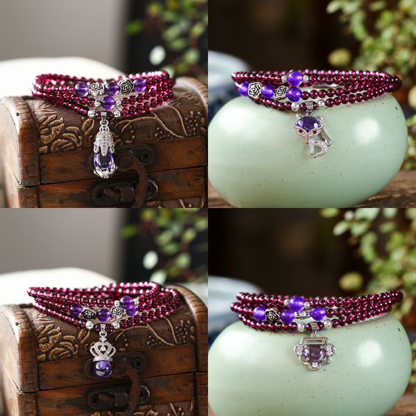 

4 925 натуральный фиолетовый зубы украина мм гранат браслет серебряный браслет женщина фонд кристалл ручной строки diy украшения, Black