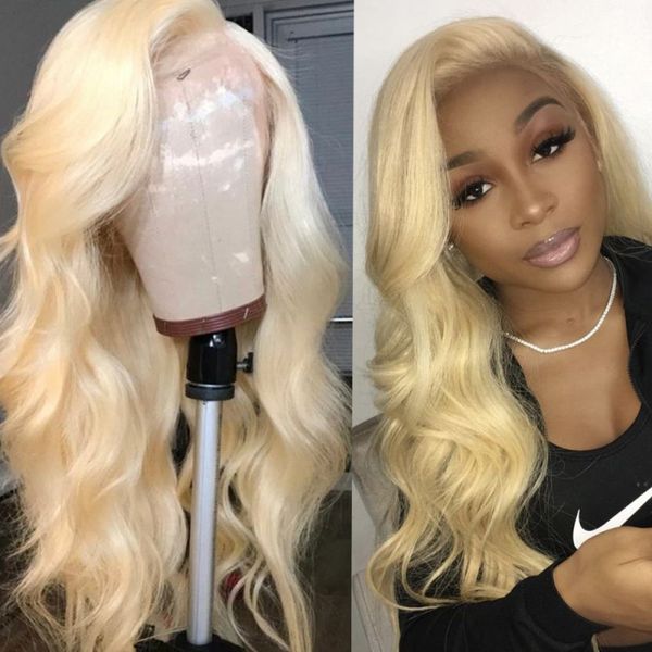 613 Blonde Lace Front Human Hair Wigs For White Women Body Wave