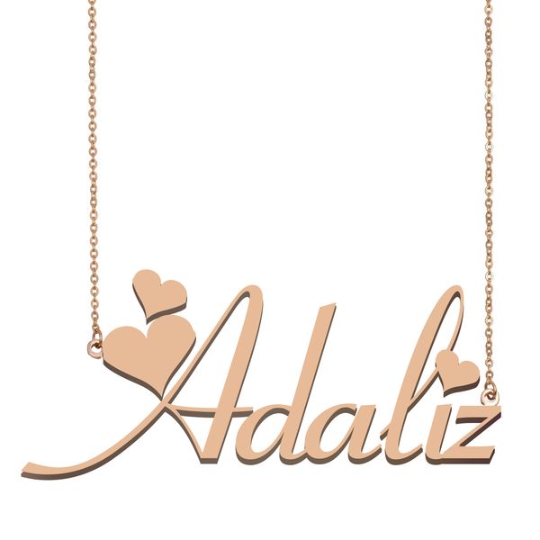 

adaliz name necklace pendant for women girls birthday gift custom nameplate children friends jewelry 18k gold plated stainless steel, Silver