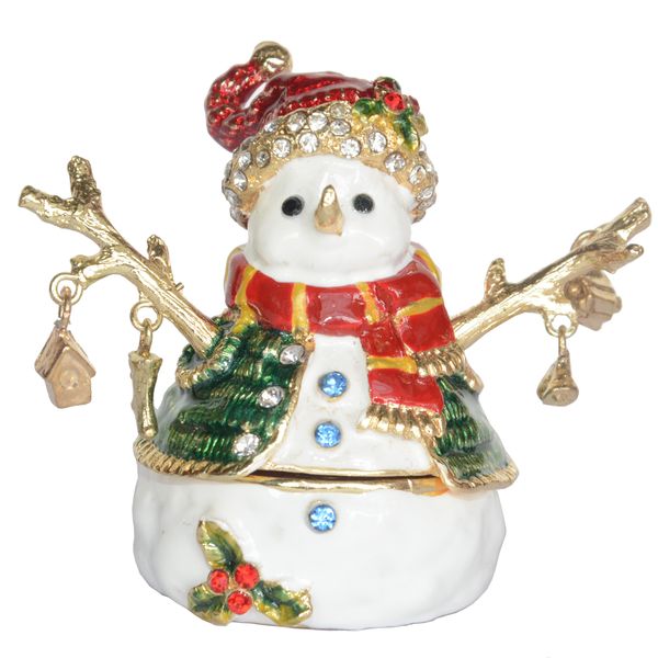 

snowman trinket jewelry box xmas gifts christmas decoration ornament, Black;white