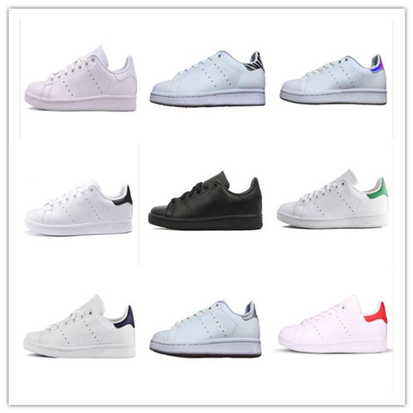 

2019 new arrival men women stan runningl shoes black white green red blue zebra leather men women classic flats running shoes size:36-45
