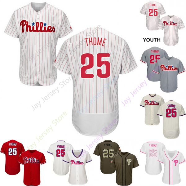 

Custom Philadelphia 25 Jim Thome Jersey Phillies Jerseys Cool Base Flexbase White Black Red Grey Home Away Men Women Youth All Stitched