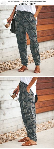 

pant women camouflage sporwear print long pocket bandage full length trousers female elastic waist workout loose womens pants, Black;white