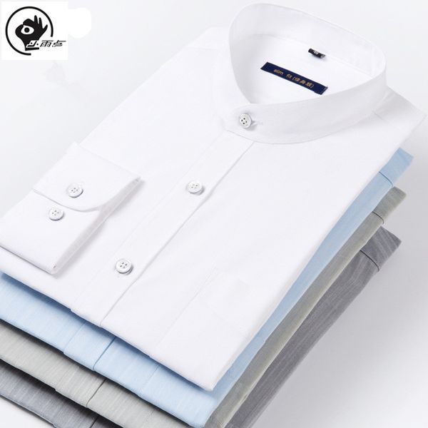 

маленькая рейндроп мужчины рубашка воротник стойка с длинным рукавом slim fit мягкие удобные человек рубашки платья венчания партии мужской, White;black