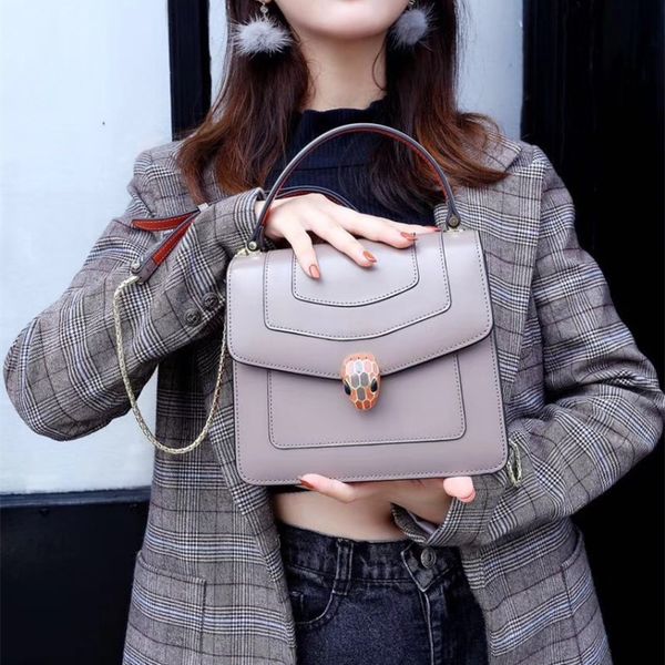 

hit color snake package head layer cowhide jadoku chain package single shoulder satchel