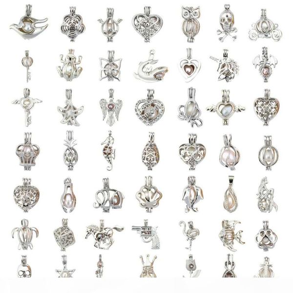 

83 styles pearl cage diy jewelry locket pendant findings cage essential oil diffuser locket for oyster pearl charms women accessories, Silver