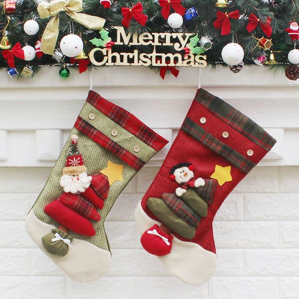 

xmas hanging pendant snowman ornament candy bag christmas socks colorful santa claus european style decoration gift festival
