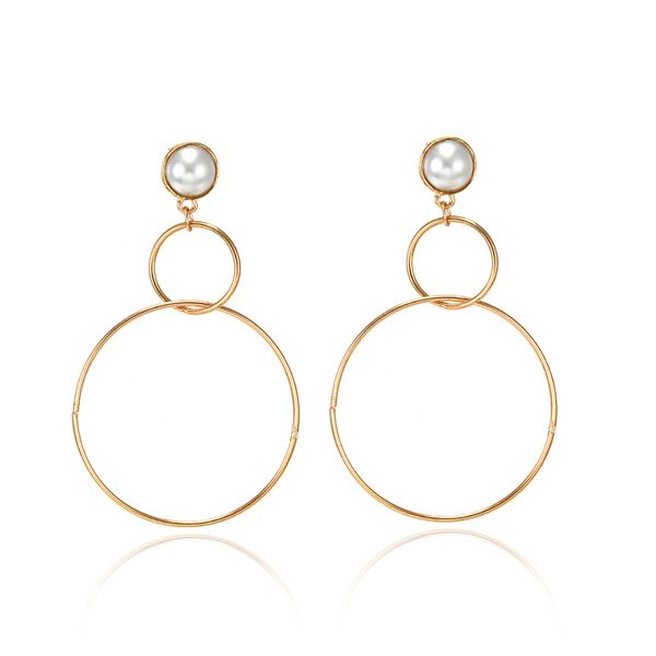 

E0312 New Fashion Round Drop Earrings For Women Simple Metal Fashion Jewelry Dangle Earring