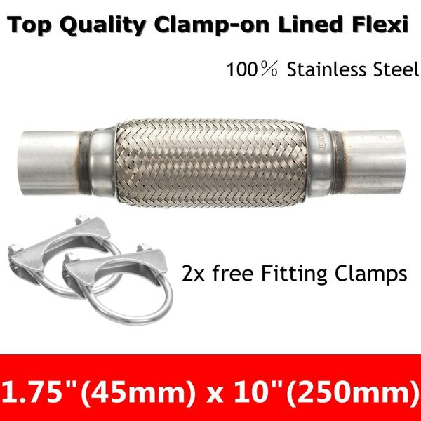 

exhaust clamp-on flexi tube joint flexible pipe repair 1.75" x 10" 45 x 250mm flex