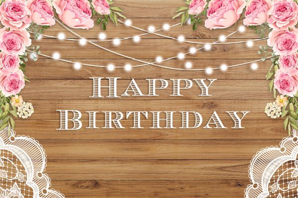 Acheter Laeacco Joyeux Anniversaire Fleurs Planche De Bois Lumière Photographie Arrière Plans Personnalisé Toile Photographique Pour Photo Studio De