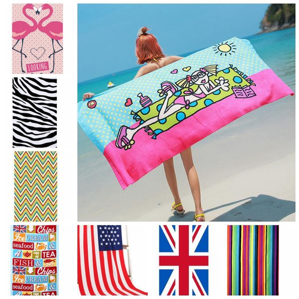 Acheter 70 150cm Serviette De Plage Imprimé Drapeau Flamant Fleur Serviette De Natation Châle Doux Microfibre Plage Serviette De Voyage Kka6643 De
