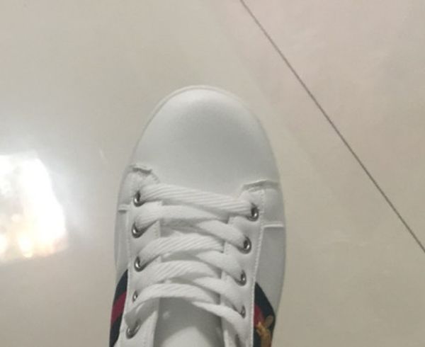 

new designer white shoes ace bee leather sneaker men women classic trainers python tiger flower embroidered cock love sneakers, Black