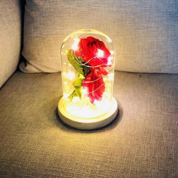 

beauty and beast eternal flower led rose in flask artificial flowers in glass cover for valentine's day gifts wedding decoration