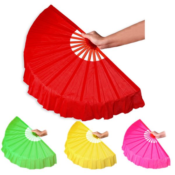 

pure colors hand fan imitation silk chinese hand fan for dance stage performance
