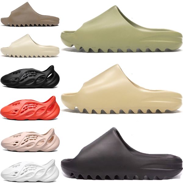 

kanye west foam runner slipper sandal shoes resin bone triple black white desert sand soot mens sandals women stylist slides with box