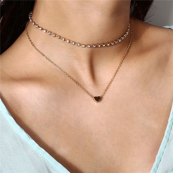 

Fa hion pendant choker necklace moon tar heart gold ilver color chain collar necklace for women party jewelry