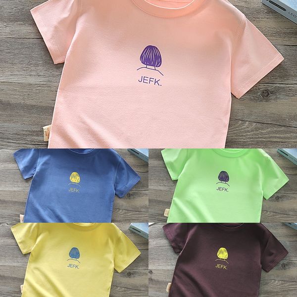 

5x2pv pure color short sleeve clothing t-shirt lycra cotton small and medium-sized children's sleeve t-shirt children's wear carto, Blue