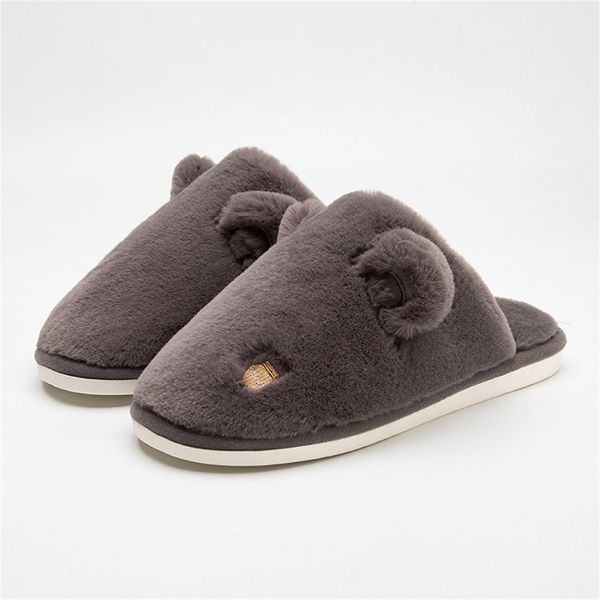 

cartoon autumn winter slipper housewarming plush slippers home cute cotton comfort floor plush shoes for men unisex, Black