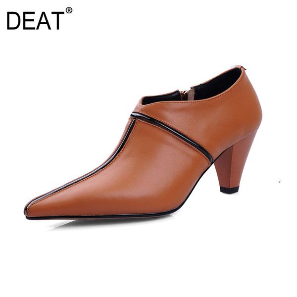 

deat] 2020 sharp toe mixed colors temperament pu leather single strange high heels shoes women new spring autumn fashion 10f450, Black