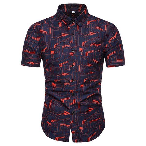 

men's casual shirts ostrich loose shirt men printed short sleeve blouse fashion summer camisa masculina, White;black
