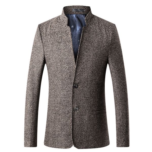 

men's slim fit solid suit jacket men wedding dress blazer male stand collar blazer masculino chinese tunic suit plus size fs-167, White;black