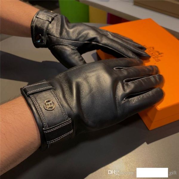 

generous male gloves autumn winter genuine leather outdoor golf gloves distinctive fluff motorcycle five fingers gloves for men, Blue;gray