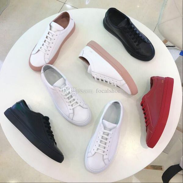 

Common project leather hoe men hoe luxury women neaker chau ure vintage original achile low uede ca ual hoe black white red pink