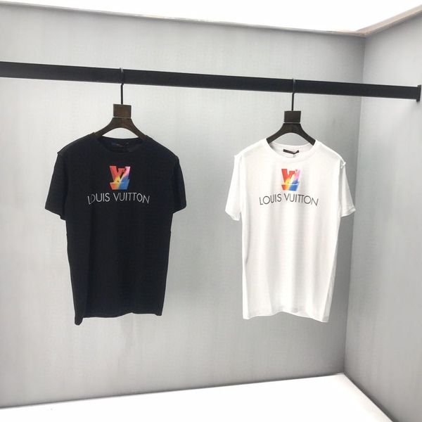 

2020 французский раннее лето весна цвет письмо печать высокое качество футболки мода дышащий смешанный хлопок мужчины и женщины повседневная, White;black