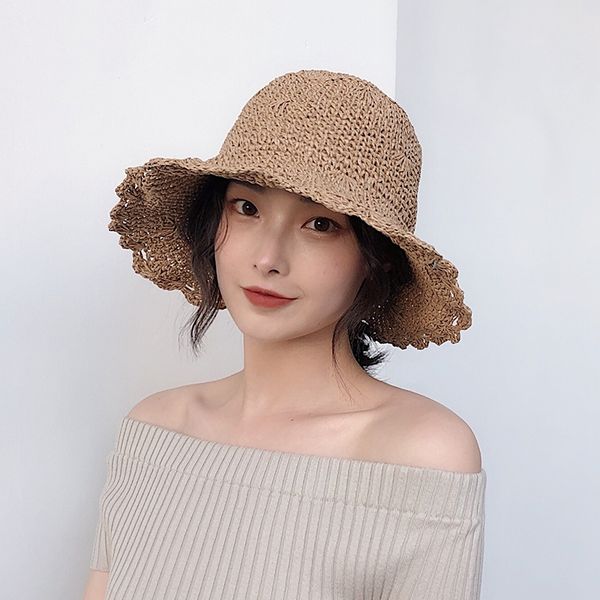 

handmade sun hats raffia wide brim straw hats summer sun for women with leisure beach lady round shade simple fashion, Blue;gray