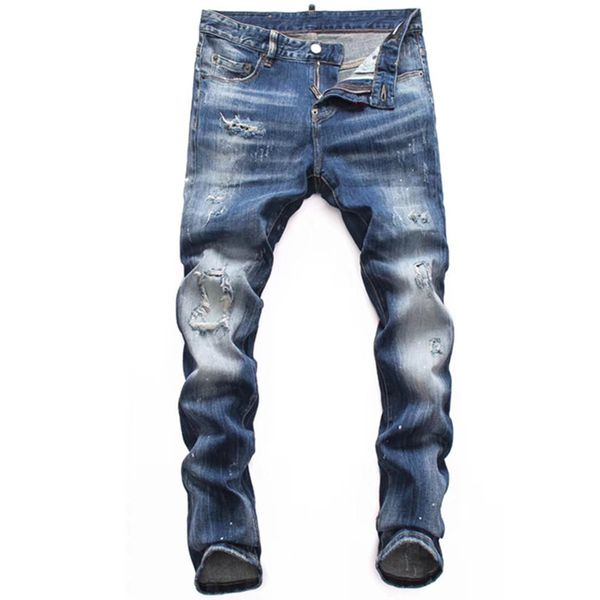 

mens 2019 luxury designer denim jeans black ripped pants the version fashion italy brand biker motorcycle rock revival, Blue