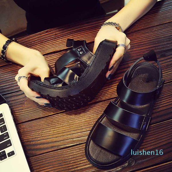 

35~45 genuine leather cowhide women beach shoes summer outdoor sandals men sport zapatos mujer shoes sneakers sandalias, Black