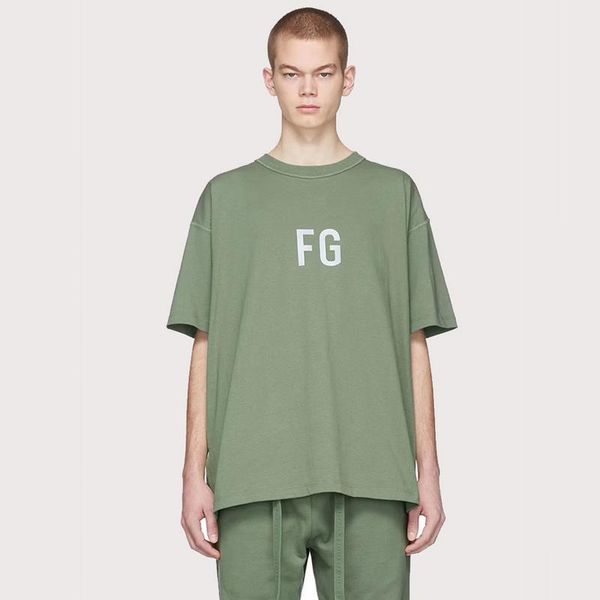 

20ss 3m reflective fg printed t-shirt solid color simple olive green short sleeves summer casual tee high street men women t-shirt hfymtx636, White;black