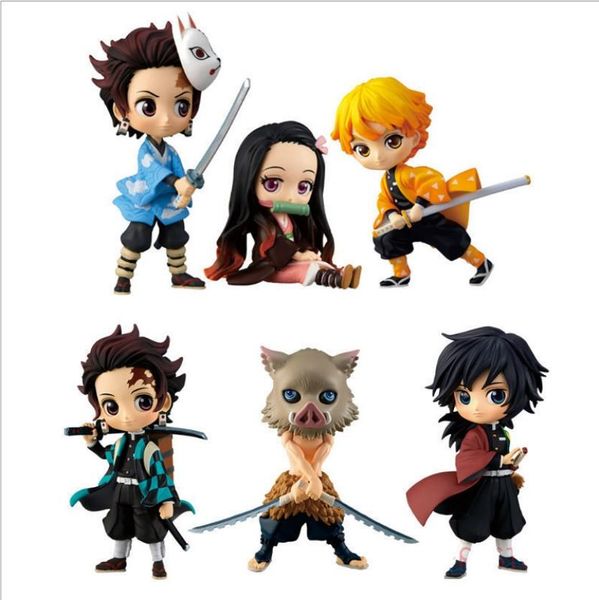 

demon slayer kimetsu no yaiba q posket kamado tanjirou nezuko zenitsu giyuu inosuke pvc figure model collection doll toys 2 styles lxhua